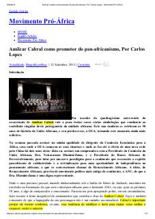 Carlos Lopes - Amílcar Cabral como promotor do pan-africanismo