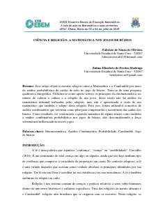 CIÊNCIA E RELIGIÃO: A MATEMÁTICA NOS JOGOS DE BÚZIOS