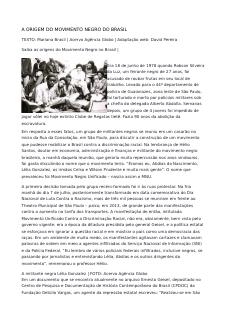 Movimento Negro Unificado  -  Origem
