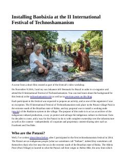Installing Baobáxia at the II International Festival of Technoshamanism