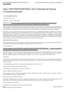 CALL FOR PARTICIPATION in the II International Festival of Technoshamanism