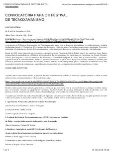 CONVOCATÓRIA PARA O II FESTIVAL DE TECNOXAMANISMO