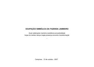 Ocupação Simbólica da Fazenda Jambeiro