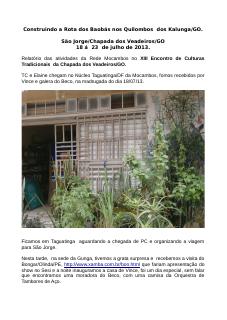 Construindo a Rota dos Baobás nos Quilombos dos Kalunga